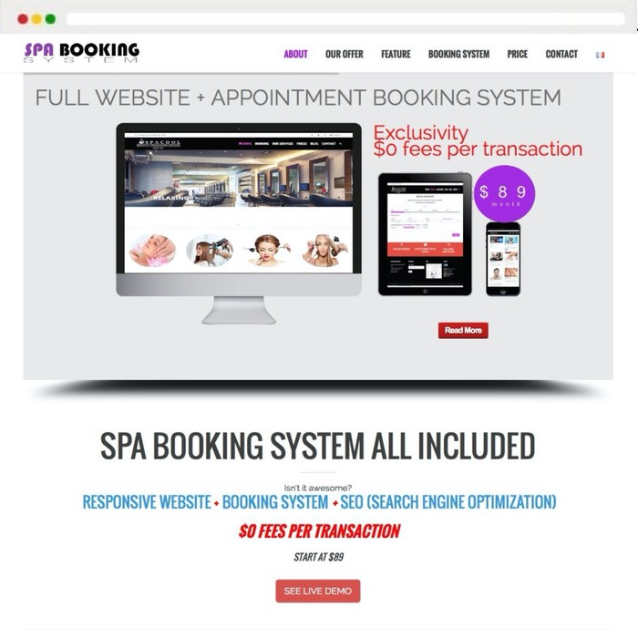 Website creation Spa Booking System